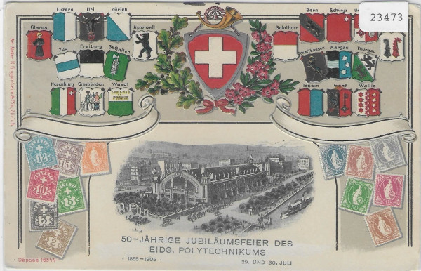 Zürich - 50-jähriges Jubiläumsfeier des Eidg. Polytechnikums - Präge-Karte