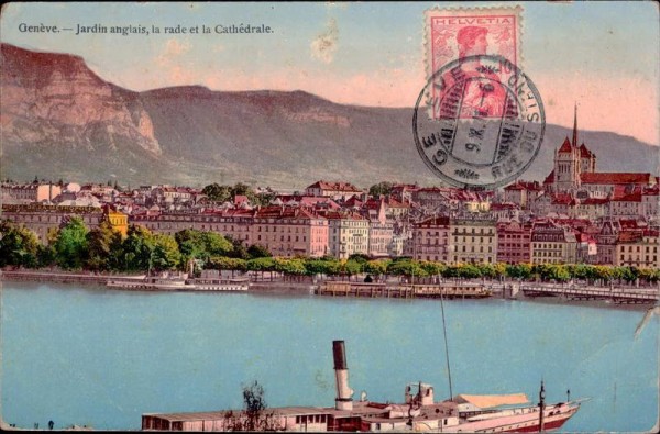 Jardin anglais, la rade et la Cathédrale, Genéve Vorderseite