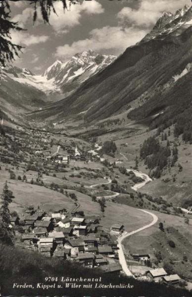 Lötschental. Ferden, Kippel u. Wiler mit Lötschenlücke Vorderseite