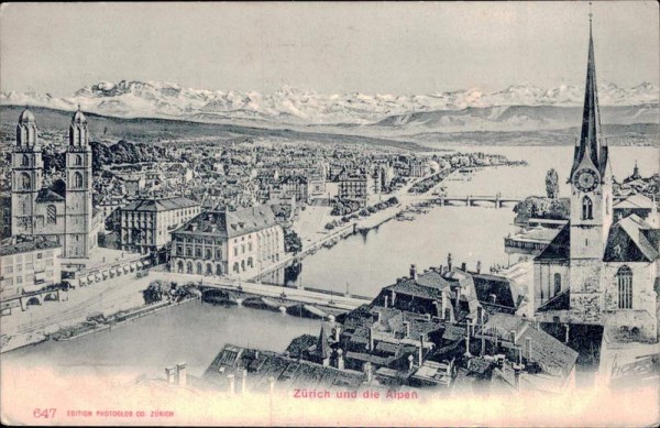Zürich und die Alpen Vorderseite