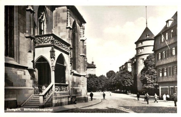 Stuttgart, Stiftskirchenportal Vorderseite